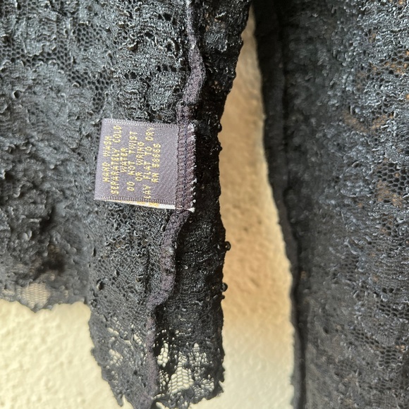 Lace Crop Top in Black w/ Long Sleeves - Picture 4 of 10